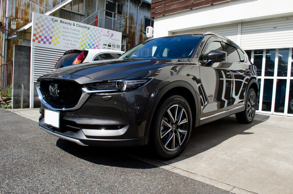 ボディコーティングを施工したMAZDA_CX5_チタニウムフラッシュマイカ フロント下より