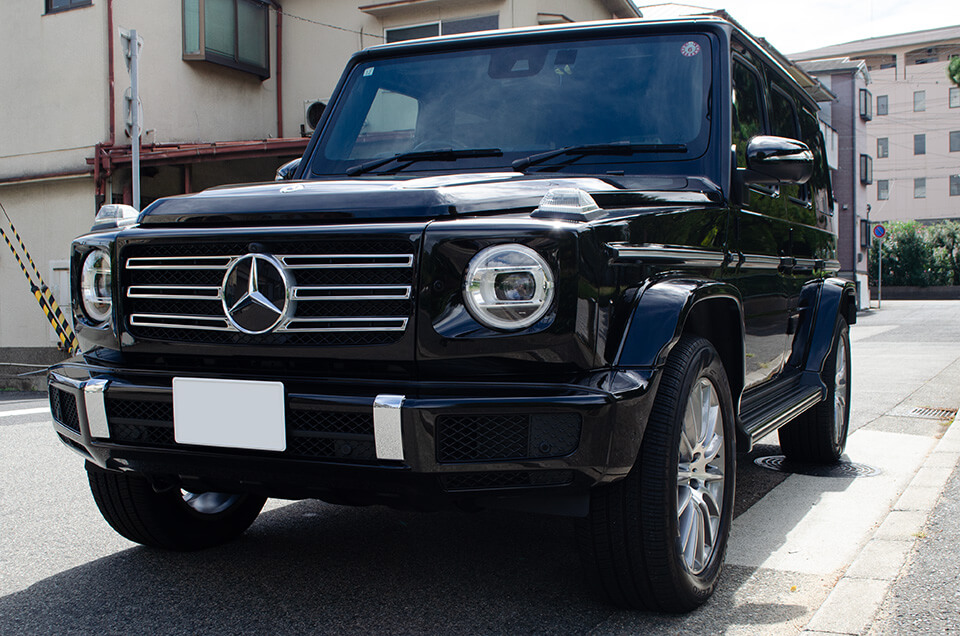 コーティングとプロテクションフィルムを施工したメルセデス ベンツ G400d オブシディアンブラック